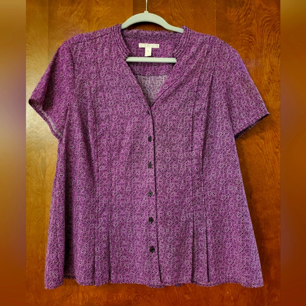 Dana Buchman Purple Button-Up Women's Blouse, size XL
